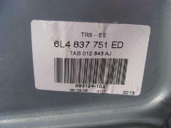 Fensterheber manuell links vorn EFH 6L4837751ED SEAT IBIZA IV (6L1) 1.4 TDI 51 KW Bild Fensterheber manuell links vorn EFH 6L4837751ED SEAT IBIZA IV (6L1) 1.4 TDI 51 KW