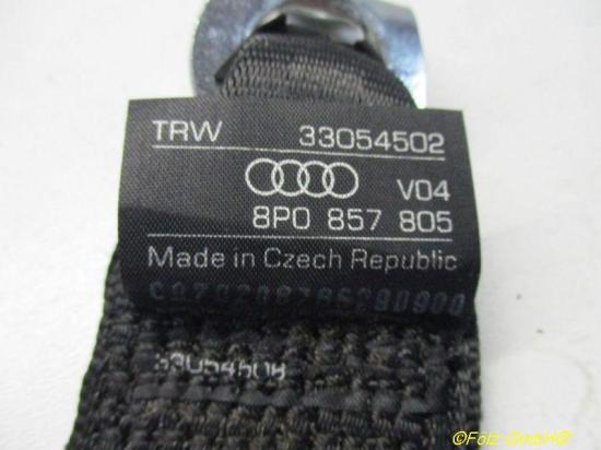 Sicherheitsgurt Hinten Links Rechts AUDI A3 SPORTBACK (8PA) 1.9 TDI 77 KW 8P0857805 Bild Sicherheitsgurt Hinten Links Rechts AUDI A3 SPORTBACK (8PA) 1.9 TDI 77 KW 8P0857805