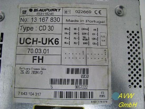 CD-Radio CD 30 MP3 OPEL MERIVA 1.6 16V 74 KW Bild CD-Radio CD 30 MP3 OPEL MERIVA 1.6 16V 74 KW