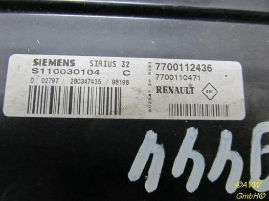 Steuergerät Motor Satz mit Lesespule,Transponder und Zentralelektik RENAULT CLIO II (BB0/1/2_, CB0/1/2_) 1.2 (B/CB0 43 KW 7700112436 S11030104 Bild Steuergerät Motor Satz mit Lesespule,Transponder und Zentralelektik RENAULT CLIO II (BB0/1/2_, CB0/1/2_) 1.2 (B/CB0 43 KW 7700112436 S11030104