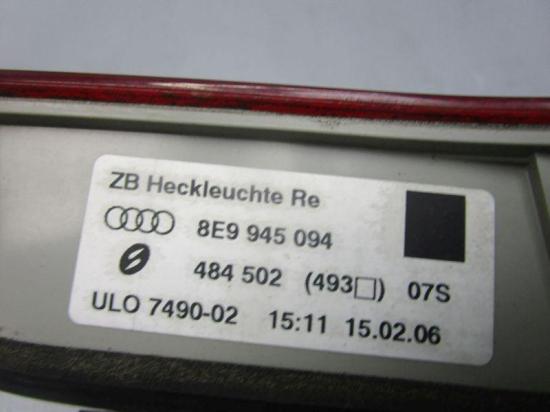 Rückleuchte Rücklicht innen rechts AUDI A4 AVANT (8ED, B7) 2.0 TDI 103 KW 8E9945094 Bild Rückleuchte Rücklicht innen rechts AUDI A4 AVANT (8ED, B7) 2.0 TDI 103 KW 8E9945094