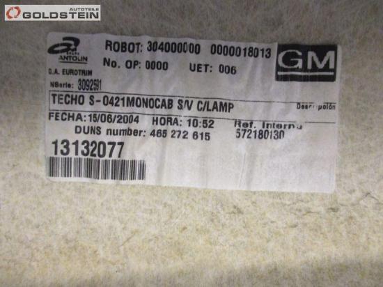 Himmel Dach Dachhimmel OPEL MERIVA 1.7 CDTI 74 KW 13132077 Bild Himmel Dach Dachhimmel OPEL MERIVA 1.7 CDTI 74 KW 13132077