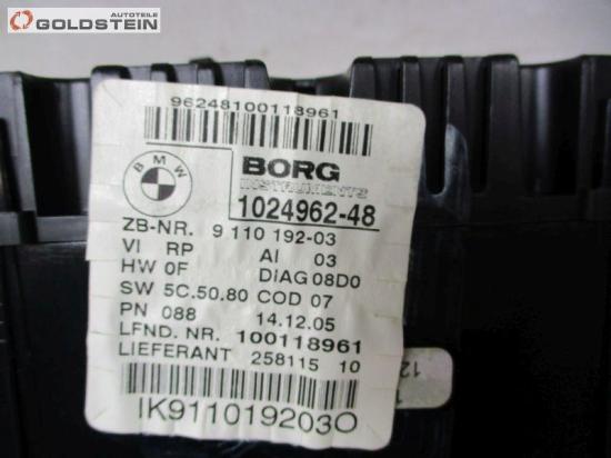 Tachometer Kombiinstrument kmh/mph BMW 1 (E87) 118I 95 KW 9110192 Bild Tachometer Kombiinstrument kmh/mph BMW 1 (E87) 118I 95 KW 9110192