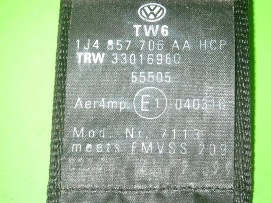 Sicherheitsgurt vorne rechts VW BORA (1J2) 1.6 16V 1J4857706AA Bild Sicherheitsgurt vorne rechts VW BORA (1J2) 1.6 16V 1J4857706AA