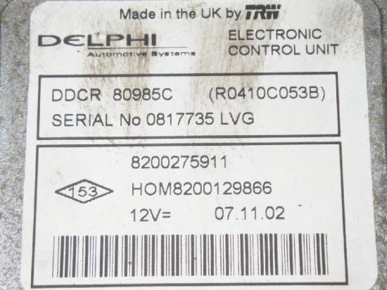 Motorsteuerger?t NISSAN (DATSUN) ALMERA II Hatchback (N16) 1.5 dCi 8200275911 Bild Motorsteuerger?t NISSAN (DATSUN) ALMERA II Hatchback (N16) 1.5 dCi 8200275911