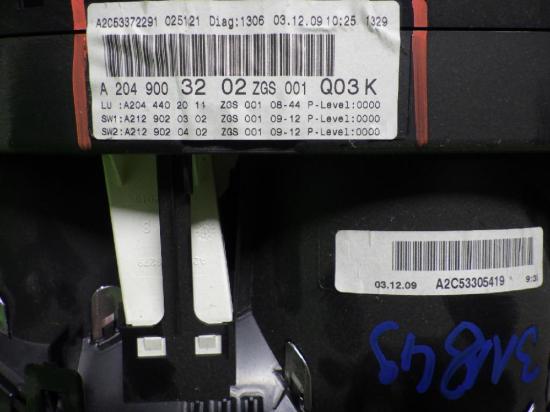 Kombiinstrumente Tacho MERCEDES-BENZ C-KLASSE (W204) C 300 4-matic (204.081) A2049003202 Bild Kombiinstrumente Tacho MERCEDES-BENZ C-KLASSE (W204) C 300 4-matic (204.081) A2049003202