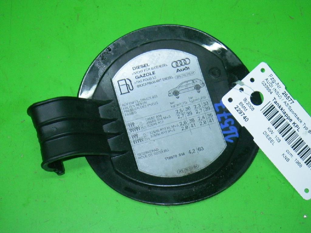 Tankklappe Tankdeckel AUDI (NSU) A3 Sportback (8PA) 2.0 TDI 8P4809907D Bild Tankklappe Tankdeckel AUDI (NSU) A3 Sportback (8PA) 2.0 TDI 8P4809907D
