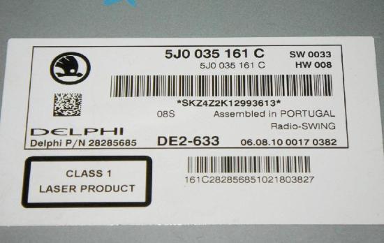 CD-Radio SKODA FABIA II (542) 1.6 TDI 5J0035161C Bild CD-Radio SKODA FABIA II (542) 1.6 TDI 5J0035161C