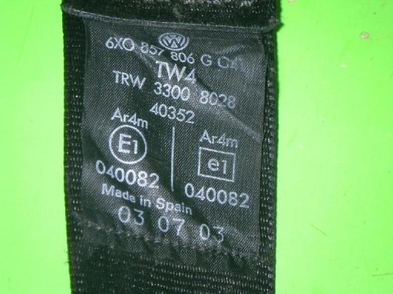 Sicherheitsgurt hinten rechts SEAT AROSA (6H) 1.0 6X0857806G Bild Sicherheitsgurt hinten rechts SEAT AROSA (6H) 1.0 6X0857806G