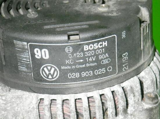 Lichtmaschine VW TRANSPORTER T4 Bus (70XB, 70XC, 7DB, 7DW, 7DK) 2.5 0123320001 Bild Lichtmaschine VW TRANSPORTER T4 Bus (70XB, 70XC, 7DB, 7DW, 7DK) 2.5 0123320001