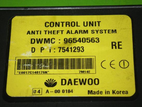 Steuerger?t Alarmanlage CHEVROLET AVEO / KALOS Schr?gheck (T200) 1.4 16V 96540563 Bild Steuerger?t Alarmanlage CHEVROLET AVEO / KALOS Schr?gheck (T200) 1.4 16V 96540563
