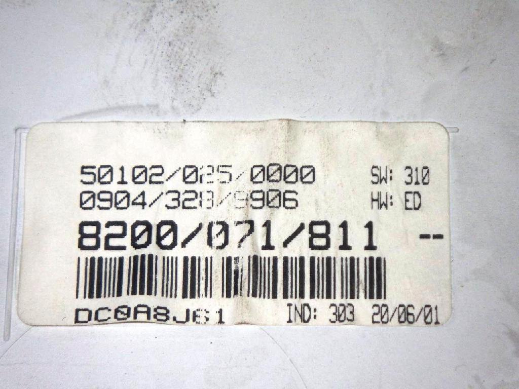 Kombiinstrumente Tacho RENAULT SCÉNIC I (JA0/1_) 1.9 dTi (JA1U) 8200071811 Bild Kombiinstrumente Tacho RENAULT SCÉNIC I (JA0/1_) 1.9 dTi (JA1U) 8200071811