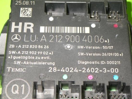 Steuergerät Tür hinten rechts MERCEDES-BENZ C-KLASSE Kombi (S204) C 350 CDI 4-matic (204.292) A2129004006 Bild Steuergerät Tür hinten rechts MERCEDES-BENZ C-KLASSE Kombi (S204) C 350 CDI 4-matic (204.292) A2129004006