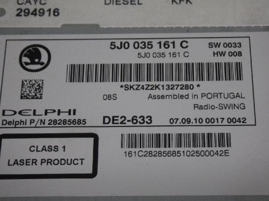 CD-Radio SKODA ROOMSTER (5J) 1.6 TDI 5J0035161C Bild CD-Radio SKODA ROOMSTER (5J) 1.6 TDI 5J0035161C