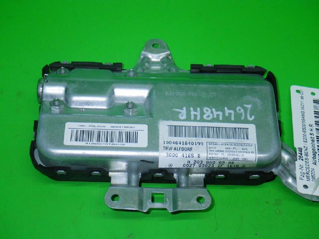 Airbageinheit Seite hinten rechts MERCEDES-BENZ E-KLASSE (W211) E 240 (211.061) A2038600205 Bild Airbageinheit Seite hinten rechts MERCEDES-BENZ E-KLASSE (W211) E 240 (211.061) A2038600205
