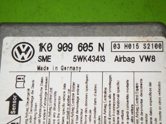 Airbag Steuergerät VW GOLF V (1K1) 1.4 16V 5WK43413 Bild Airbag Steuergerät VW GOLF V (1K1) 1.4 16V 5WK43413