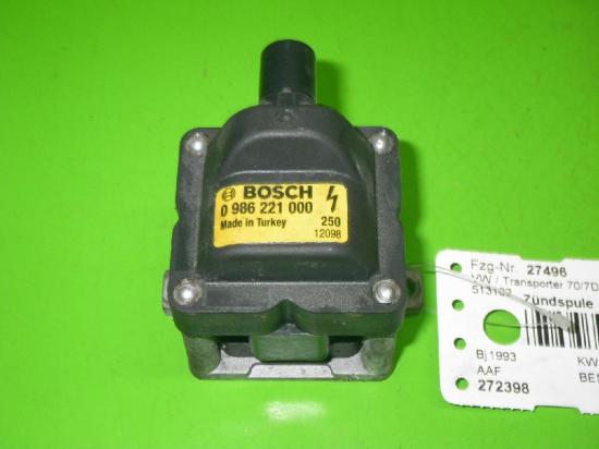 Zündspule VW TRANSPORTER T4 Bus (70XB, 70XC, 7DB, 7DW, 7DK) 2.5 0986221000 Bild Zündspule VW TRANSPORTER T4 Bus (70XB, 70XC, 7DB, 7DW, 7DK) 2.5 0986221000