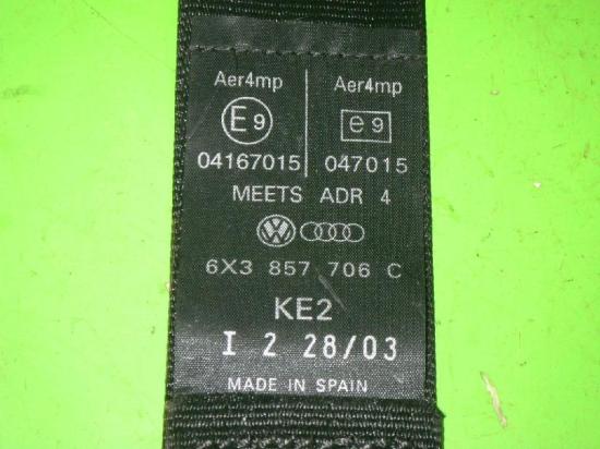 Sicherheitsgurt rechts SEAT AROSA (6H) 1.0 6X3857706C Bild Sicherheitsgurt rechts SEAT AROSA (6H) 1.0 6X3857706C