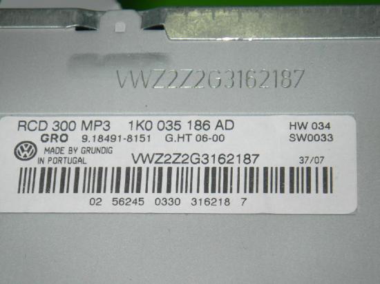 CD-Radio VW PASSAT (3C2) 2.0 TDI 1K0035186AD Bild CD-Radio VW PASSAT (3C2) 2.0 TDI 1K0035186AD