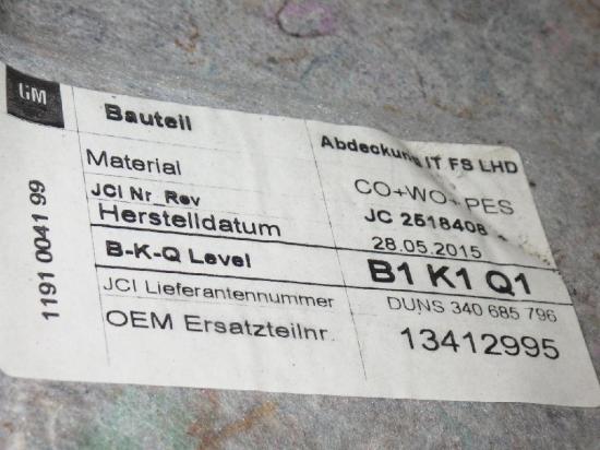 Handschuhfach OPEL ASTRA K (B16) 1.4 Turbo (68) 13412991 Bild Handschuhfach OPEL ASTRA K (B16) 1.4 Turbo (68) 13412991