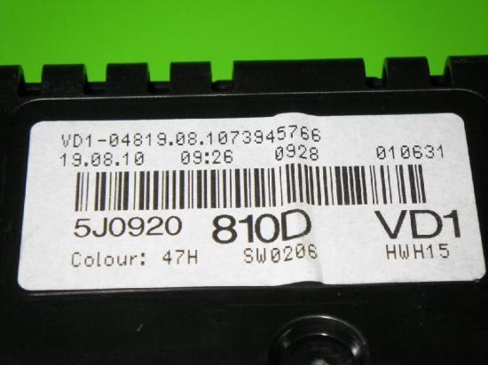 Kombiinstrumente Tacho SKODA FABIA II (542) 1.6 TDI 5J0920810D Bild Kombiinstrumente Tacho SKODA FABIA II (542) 1.6 TDI 5J0920810D