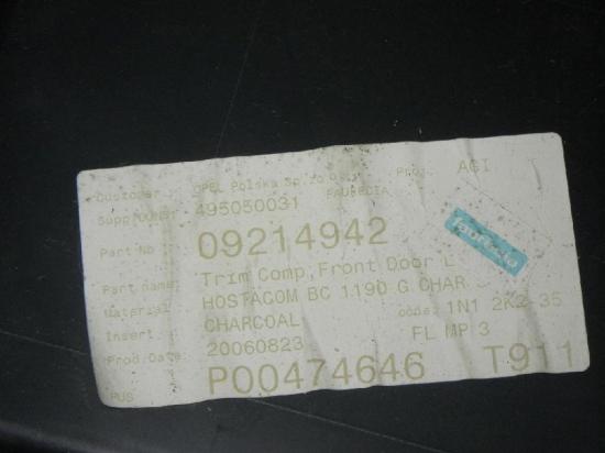 Türverkleidung vorne links OPEL AGILA (A) (H00) 1.3 CDTI (F68) 09204564L Bild Türverkleidung vorne links OPEL AGILA (A) (H00) 1.3 CDTI (F68) 09204564L