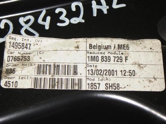 Fensterheber T?r hinten links SEAT TOLEDO II (1M2) 1.6 16V 1M0839729F Bild Fensterheber T?r hinten links SEAT TOLEDO II (1M2) 1.6 16V 1M0839729F