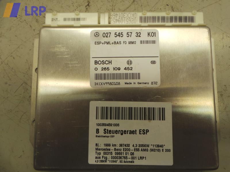 Mercedes W210 Steuergerät ESP 0275455732 0265106452 BOSCH BJ1999 Bild Mercedes W210 Steuergerät ESP 0275455732 0265106452 BOSCH BJ1999