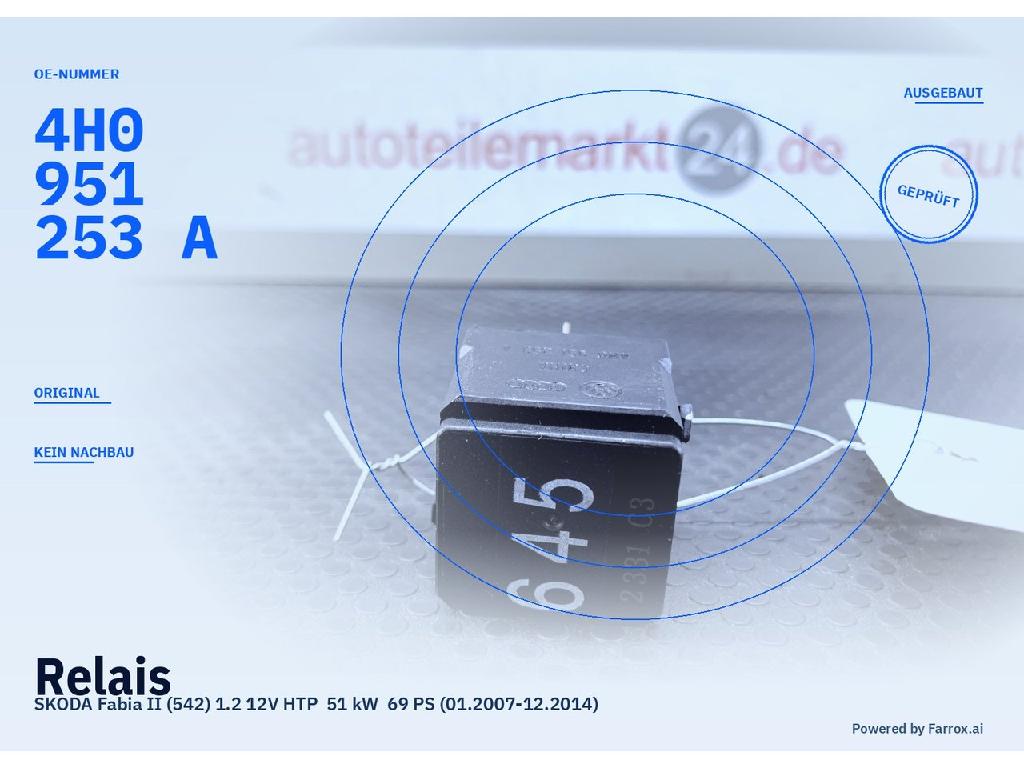 Relais SKODA Fabia II (5J) 4H0951253A