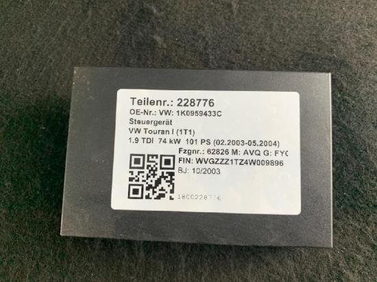Komfortsteuergerät VW Touran I (1T1) 1K0959433C Bild Komfortsteuergerät VW Touran I (1T1) 1K0959433C