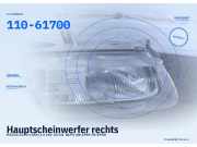 Hauptscheinwerfer rechts MAZDA 323 S V (BA) 1.5 16V 65 kW 88 PS (08.1994-09.1998) 110-61700