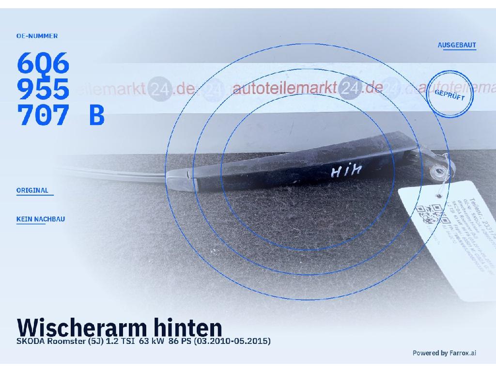 Wischerarm hinten SKODA Roomster (5J) 6Q6955707C 6Q6955707B