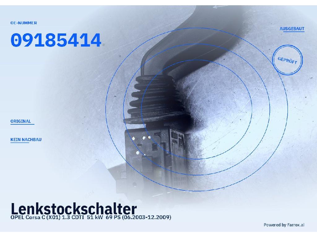 Lenkstockschalter OPEL Corsa C (X01) 09186413 09185414