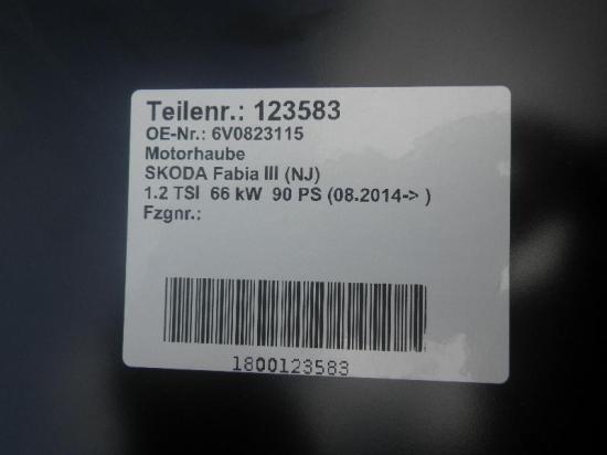 Motorhaube SKODA Fabia (6Y) 6Y0823105 Bild Motorhaube SKODA Fabia (6Y) 6Y0823105