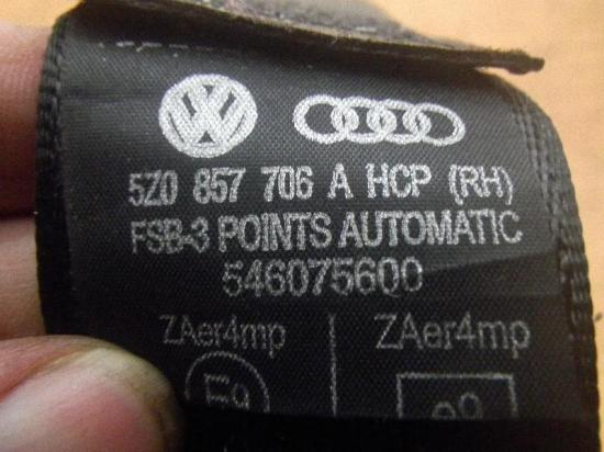 Sicherheitsgurt rechts vorne VW Fox Schrägheck (5Z) 5Z0857706A Bild Sicherheitsgurt rechts vorne VW Fox Schrägheck (5Z) 5Z0857706A