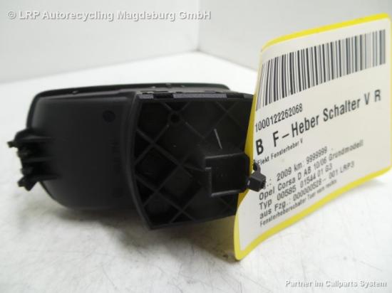 Opel Corsa D Bj.09 3-trg. Fensterheberschalter vorn rechts 13189333RW Bild Opel Corsa D Bj.09 3-trg. Fensterheberschalter vorn rechts 13189333RW