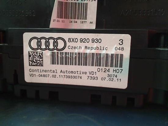Tacho 8X0920930 Audi A1 (8X1/8XK) Schrägheck 3-drs 1.2 TFSI (CBZA) 2011-03 Bild Tacho 8X0920930 Audi A1 (8X1/8XK) Schrägheck 3-drs 1.2 TFSI (CBZA) 2011-03