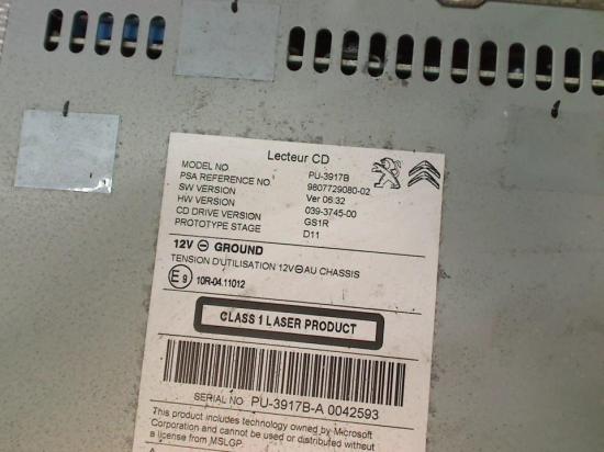 Cd-Player 980772908002 Peugeot 508 SW (8E/8U) Kombi 1.6 BlueHDI 120 (DV6FC(BHZ)) 2015-12 Bild Cd-Player 980772908002 Peugeot 508 SW (8E/8U) Kombi 1.6 BlueHDI 120 (DV6FC(BHZ)) 2015-12
