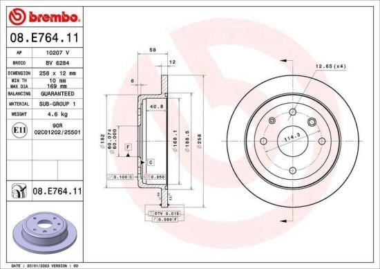 BREMBO Bremsbelagsatz, Scheibenbremse P 10 008 + Bremsscheibe 08.E764.11 Bild BREMBO Bremsbelagsatz, Scheibenbremse P 10 008 + Bremsscheibe 08.E764.11