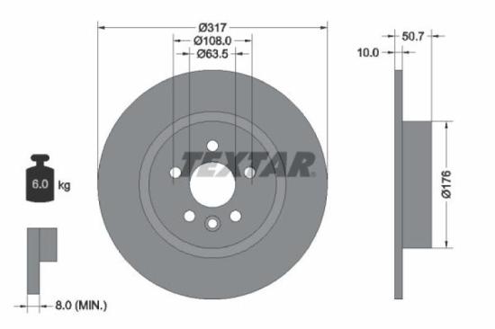 TEXTAR Bremsscheibe 92300403 + Warnkontakt, Bremsbelagverschleiß 98058400 + Bremsbelagsatz, Scheibenbremse 2214101 Bild TEXTAR Bremsscheibe 92300403 + Warnkontakt, Bremsbelagverschleiß 98058400 + Bremsbelagsatz, Scheibenbremse 2214101