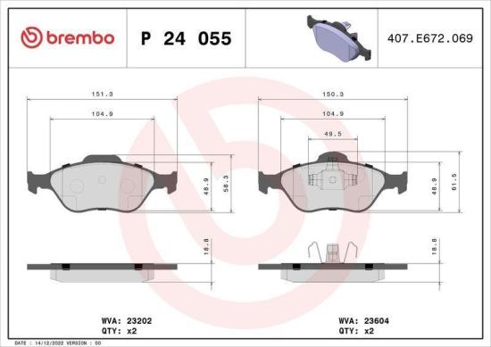 BREMBO Bremsscheibe 09.7806.11 + Bremsbelagsatz, Scheibenbremse P 24 055 Bild BREMBO Bremsscheibe 09.7806.11 + Bremsbelagsatz, Scheibenbremse P 24 055
