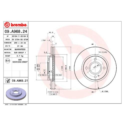 BREMBO Bremsbelagsatz, Scheibenbremse P 24 203 + Bremsscheibe 09.A968.21 Bild BREMBO Bremsbelagsatz, Scheibenbremse P 24 203 + Bremsscheibe 09.A968.21