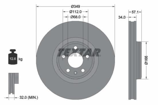 TEXTAR Bremsbelagsatz, Scheibenbremse 2586101 + Bremsscheibe 92289305 Bild TEXTAR Bremsbelagsatz, Scheibenbremse 2586101 + Bremsscheibe 92289305