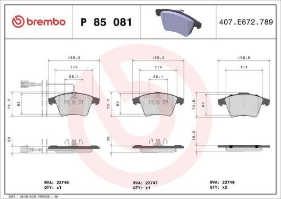 BREMBO Bremsscheibe 09.D211.11 + Bremsbelagsatz, Scheibenbremse P 85 081 Bild BREMBO Bremsscheibe 09.D211.11 + Bremsbelagsatz, Scheibenbremse P 85 081