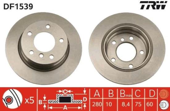 TRW Warnkontakt, Bremsbelagverschleiß GIC169 + Bremsbelagsatz, Scheibenbremse GDB1189 + Bremsscheibe DF1539 Bild TRW Warnkontakt, Bremsbelagverschleiß GIC169 + Bremsbelagsatz, Scheibenbremse GDB1189 + Bremsscheibe DF1539