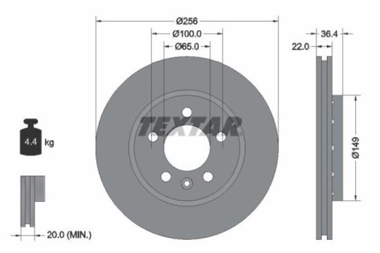 TEXTAR Bremsbelagsatz, Scheibenbremse 2355402 + Bremsscheibe 92098603 Bild TEXTAR Bremsbelagsatz, Scheibenbremse 2355402 + Bremsscheibe 92098603
