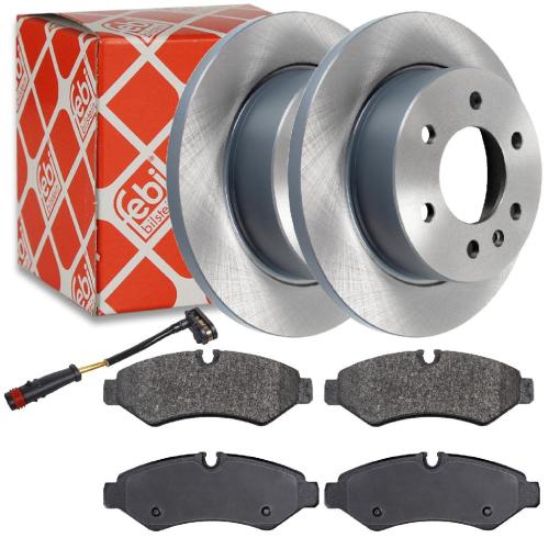 FEBI BILSTEIN Bremsscheibe 175474 + Warnkontakt, Bremsbelagverschleiß 28139 + Bremsbelagsatz, Scheibenbremse 175647 Bild FEBI BILSTEIN Bremsscheibe 175474 + Warnkontakt, Bremsbelagverschleiß 28139 + Bremsbelagsatz, Scheibenbremse 175647