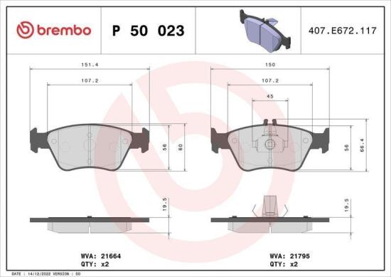 BREMBO Bremsscheibe 09.8411.11 + Bremsbelagsatz, Scheibenbremse P 50 023 Bild BREMBO Bremsscheibe 09.8411.11 + Bremsbelagsatz, Scheibenbremse P 50 023