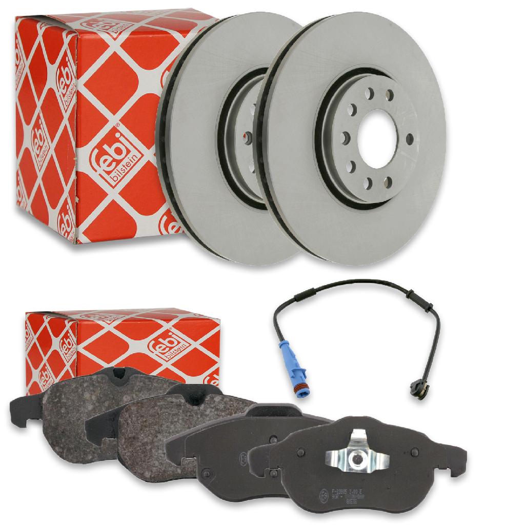 FEBI BILSTEIN Bremsbelagsatz, Scheibenbremse 16492 + Bremsscheibe 23550 + Warnkontakt, Bremsbelagverschleiß 27183