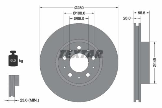 TEXTAR Bremsbelagsatz, Scheibenbremse 2016402 + Bremsscheibe 92055400 Bild TEXTAR Bremsbelagsatz, Scheibenbremse 2016402 + Bremsscheibe 92055400
